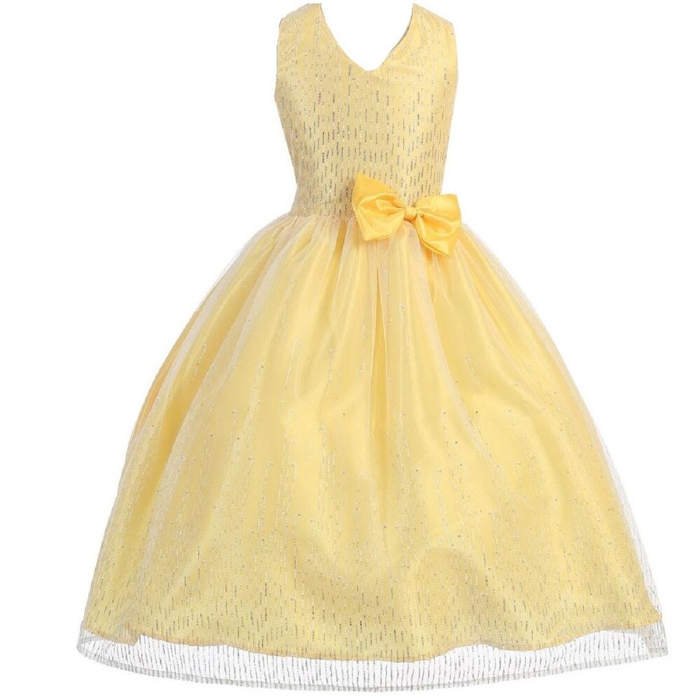 Big Girls Halter Organza Sparkle Bolero Wedding Flowers Girls Dress Yellow New
